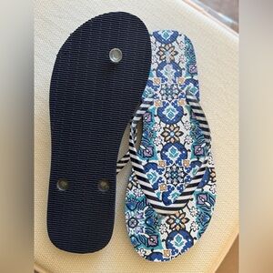 Vera Bradley Blue and White Patterned Flip Flops